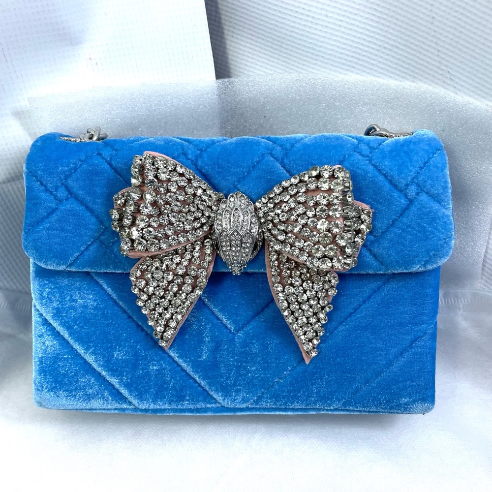 Kurt Geiger Kensington Velvet Embellished Bow Crossbody
